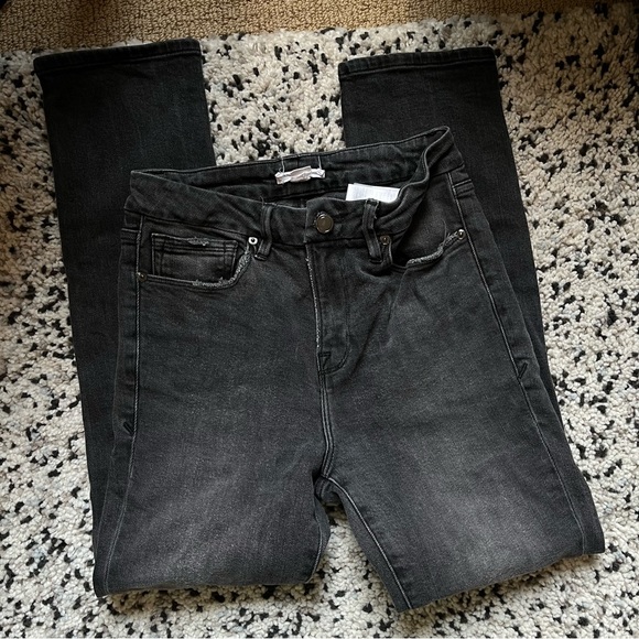 Good American straight leg distressed black gray jeans size 25 - Picture 6 of 9